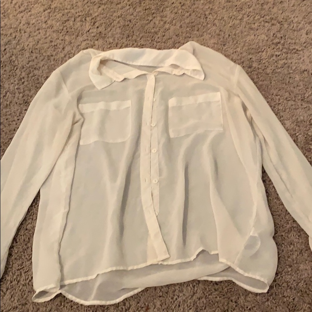 See through cream dress shirt